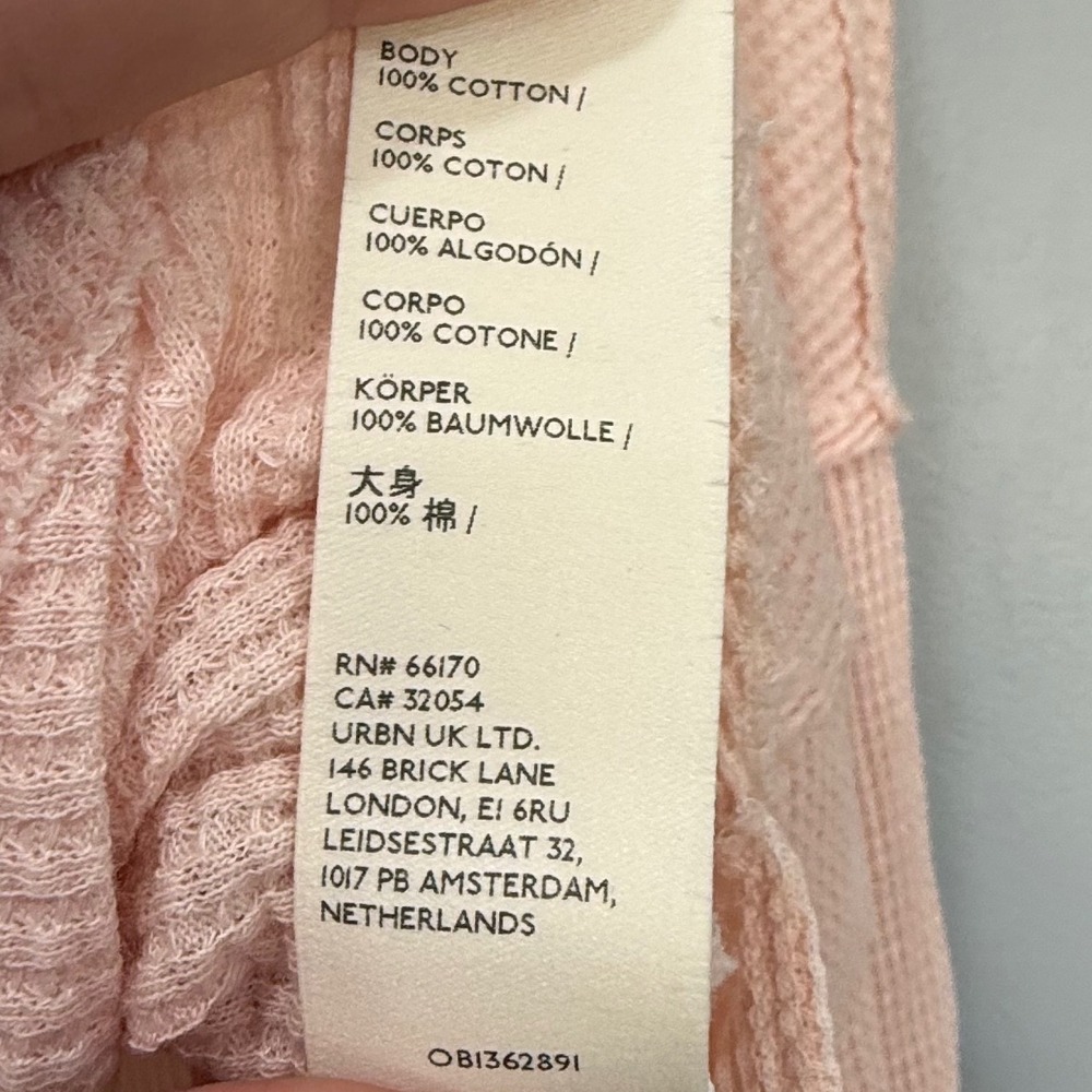 We The‎ Free Free People Pink Waffle Knit She's a keeper Cropped Thermal Top XS - Picture 6 of 7